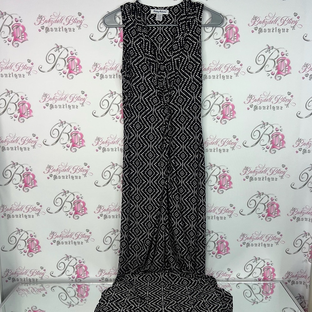 Tommy Bahama dress maxi long Aztec Black and White Patterned Maxi Dress